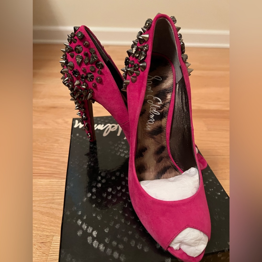Sam Edelman S-Lorissa Studded Spike pink suede Pump